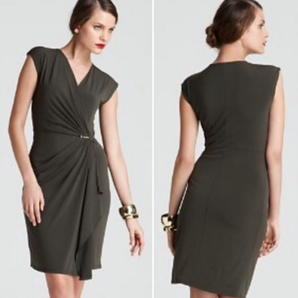 MICHAEL by Michael Kors Faux Wrap Dress 3/4 Sleeve